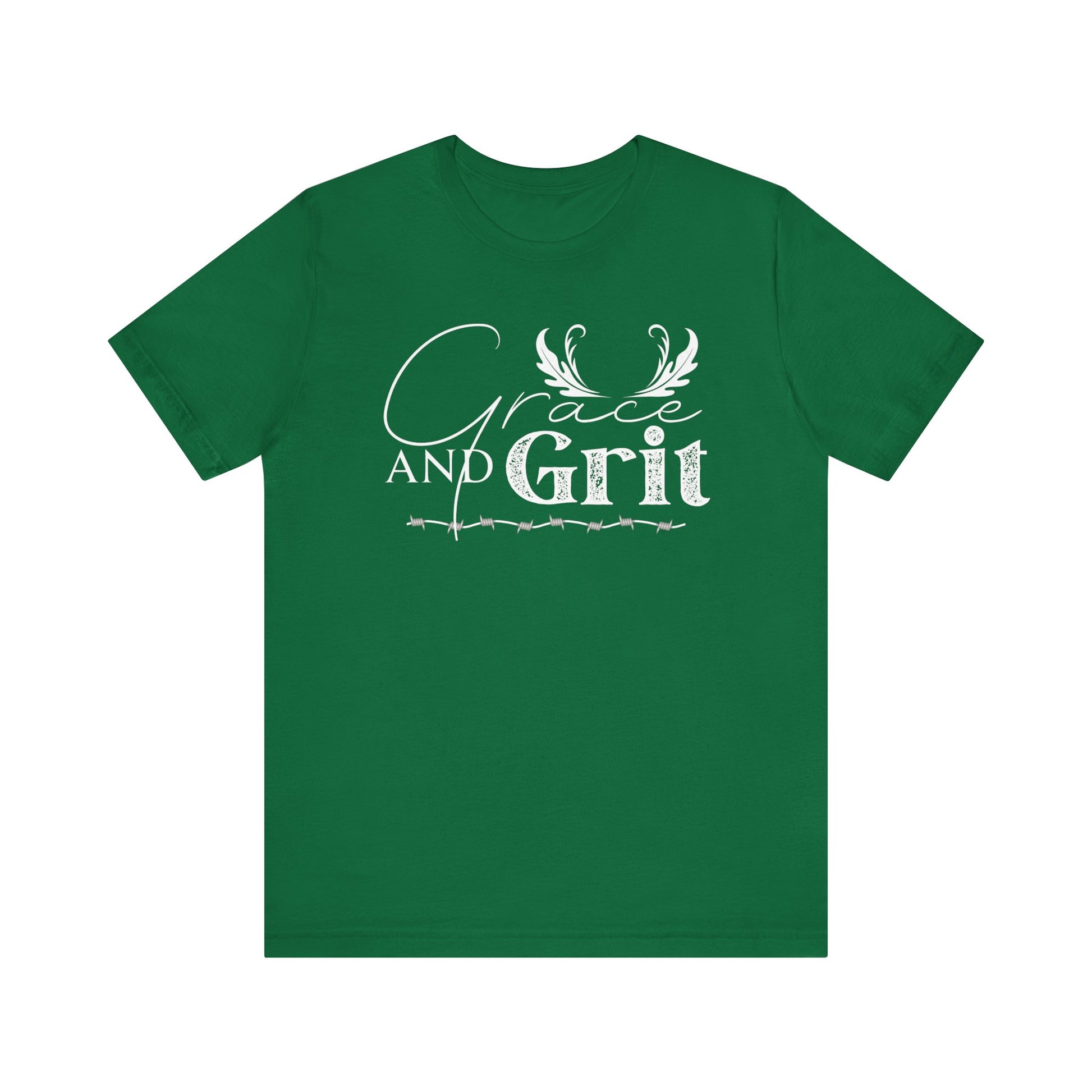 Comfortable southern tee stating 'Grace and Grit' in color kelly