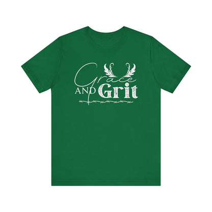 Comfortable southern tee stating 'Grace and Grit' in color kelly