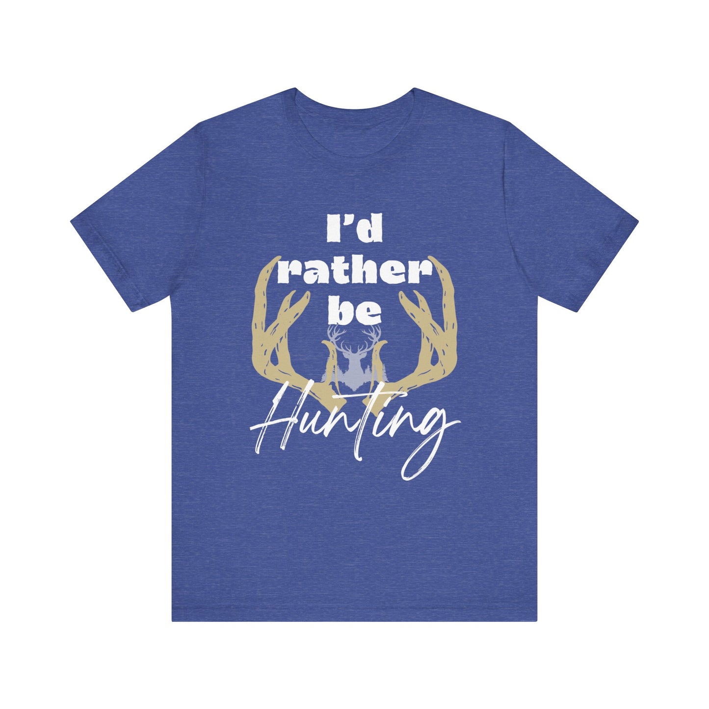 Southern Charm tee shirt stating 'I'd Rather Be Hunting' in color true royal heather