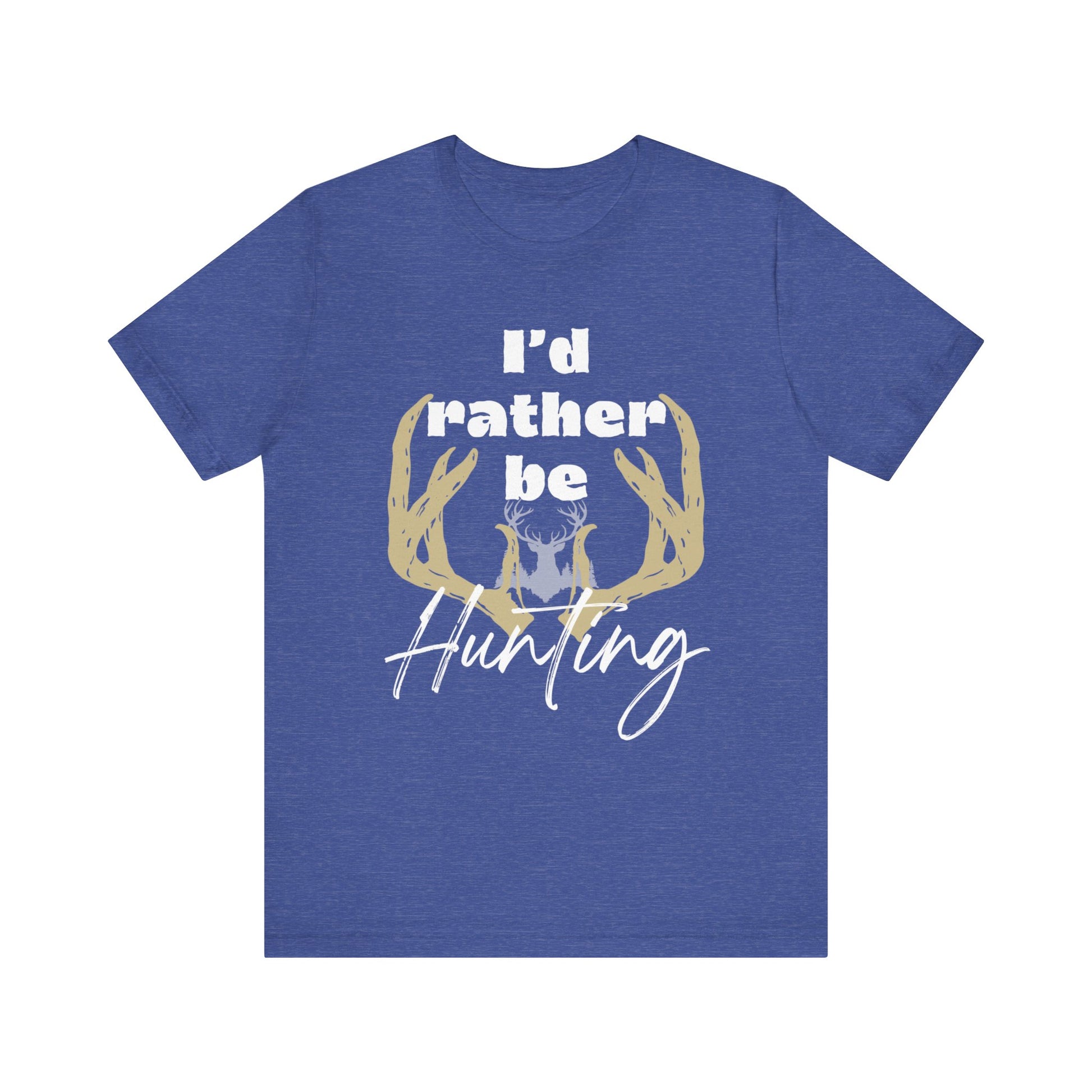 Southern Charm tee shirt stating 'I'd Rather Be Hunting' in color true royal heather