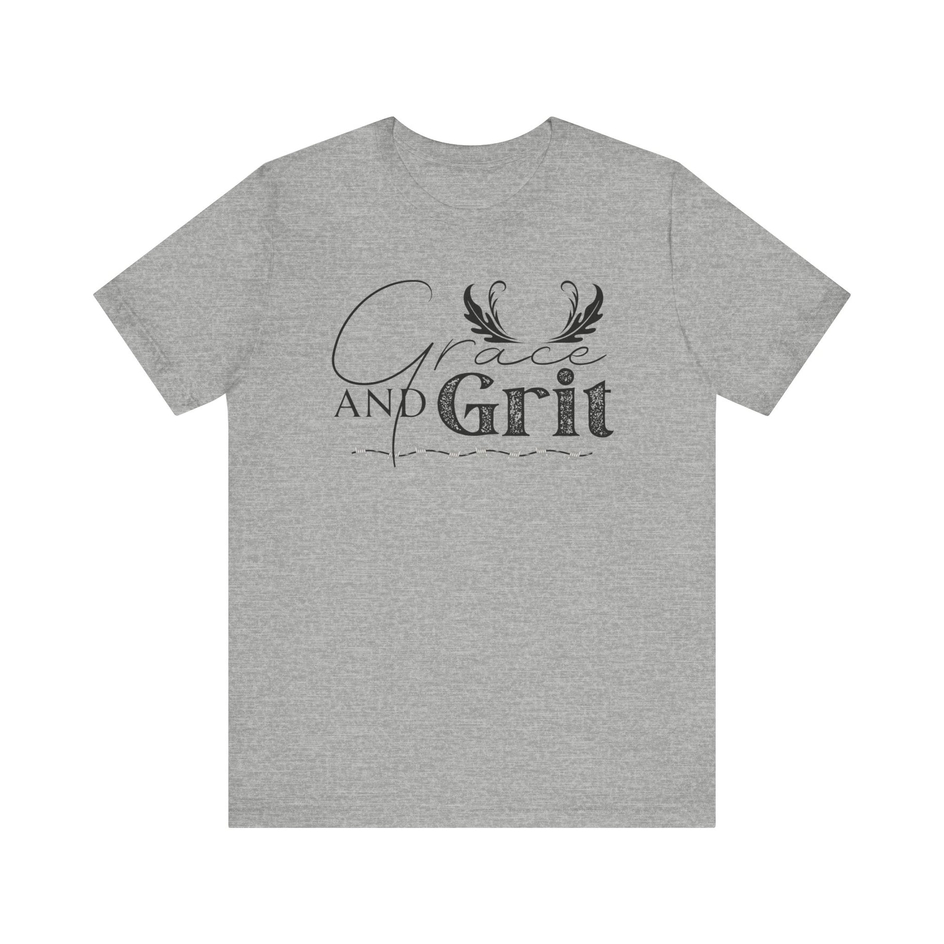Comfortable southern tee stating 'Grace and Grit' in color athletic heather