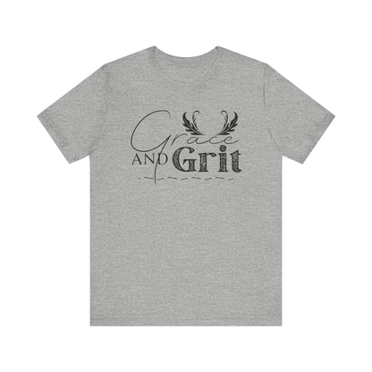 Comfortable southern tee stating 'Grace and Grit' in color athletic heather