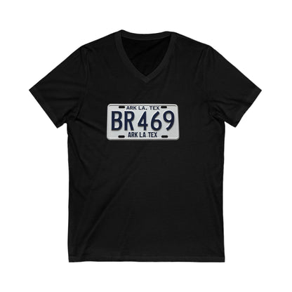 Vintage License Plate V-Neck Tee, Unisex Graphic T-Shirt, Casual Travel Apparel, Gifts for Travelers, Summer Outfit