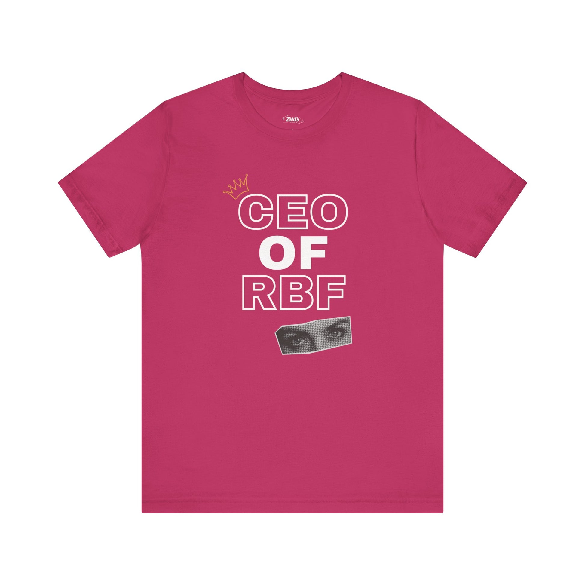 Comfortable adult humor tee stating CEO of RBF in color berry