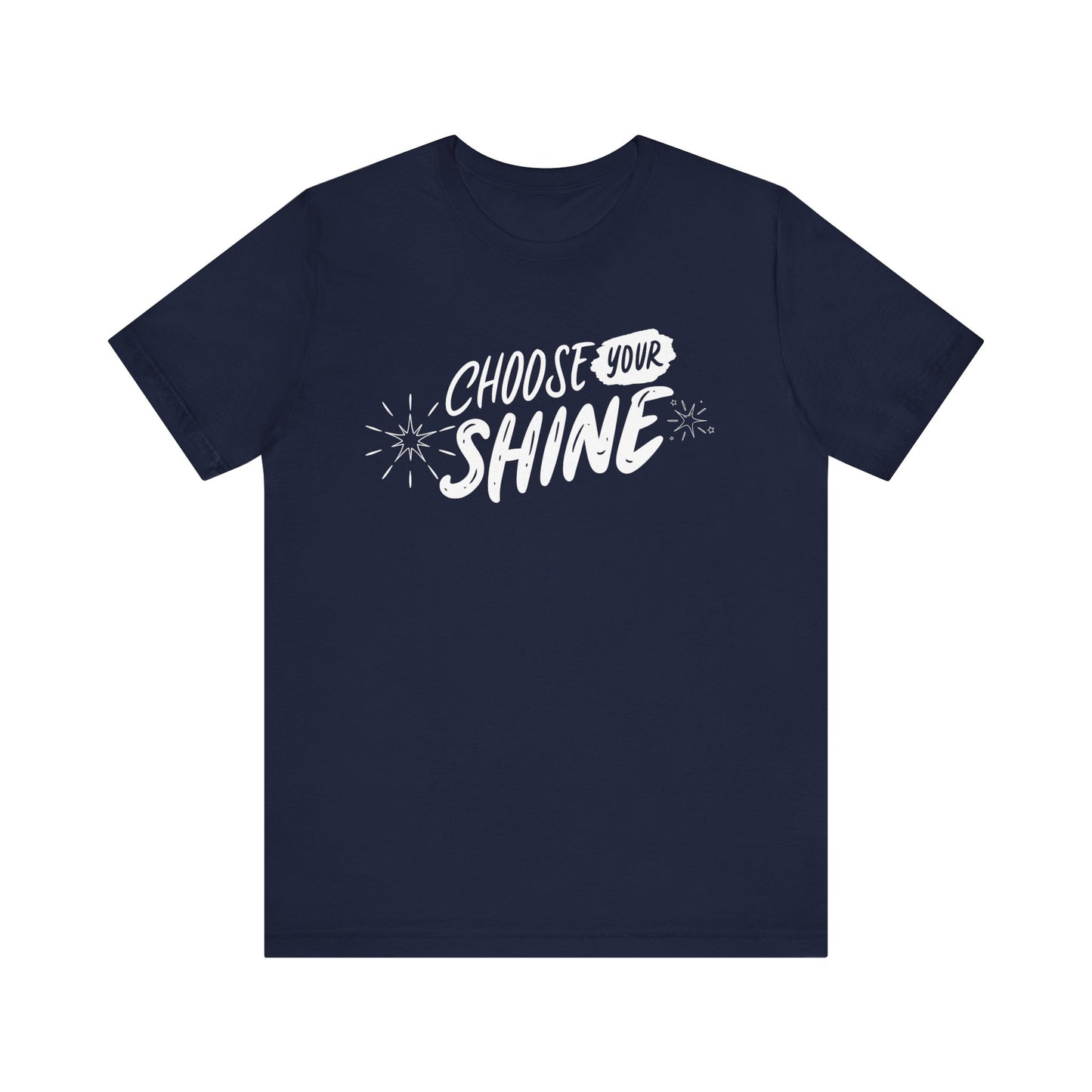 Cotton graphic good vibes t-shirt stating 'Choose Your Shine' in color navy