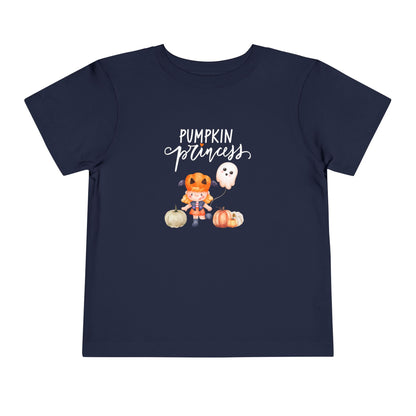 Halloween toddler girl tee stating 'Pumpkin Princess' in color navy
