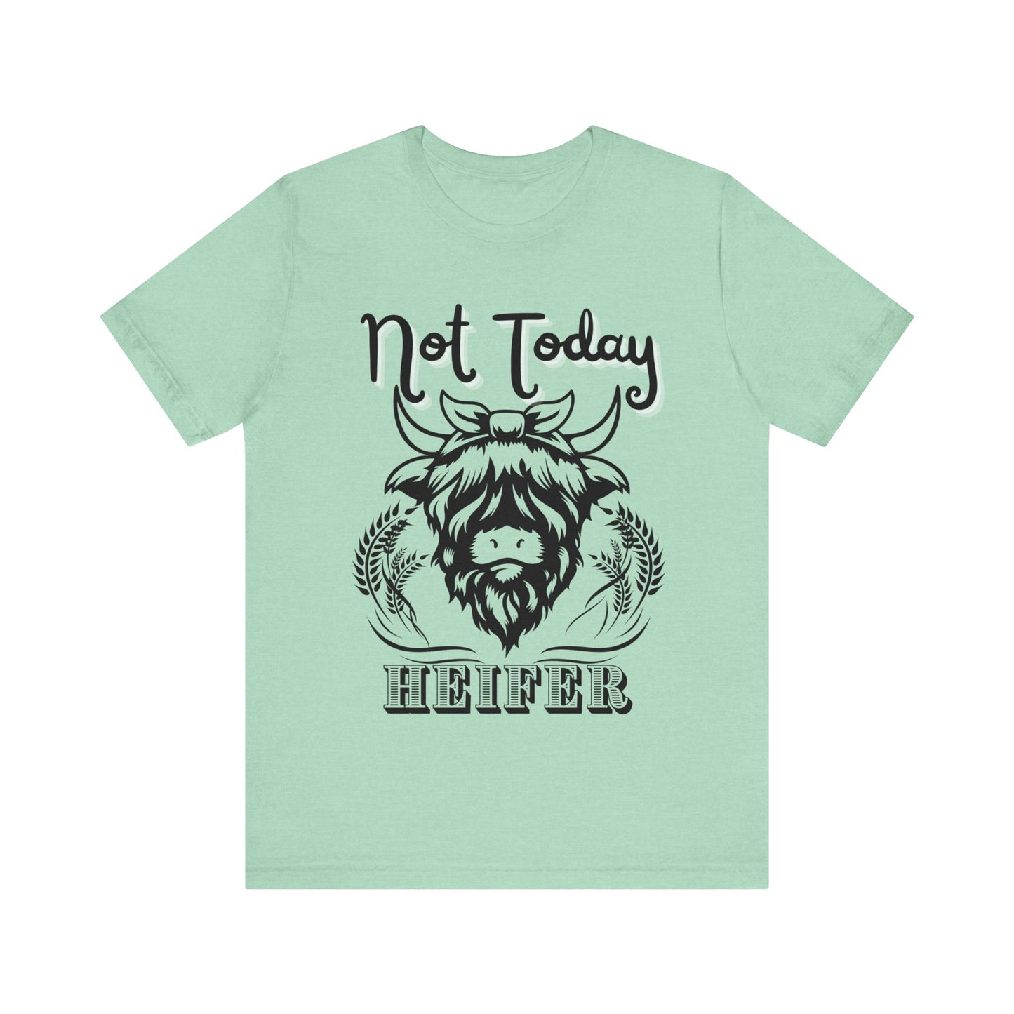 Southern women tee stating 'Not Today Heifer' in color mint heather