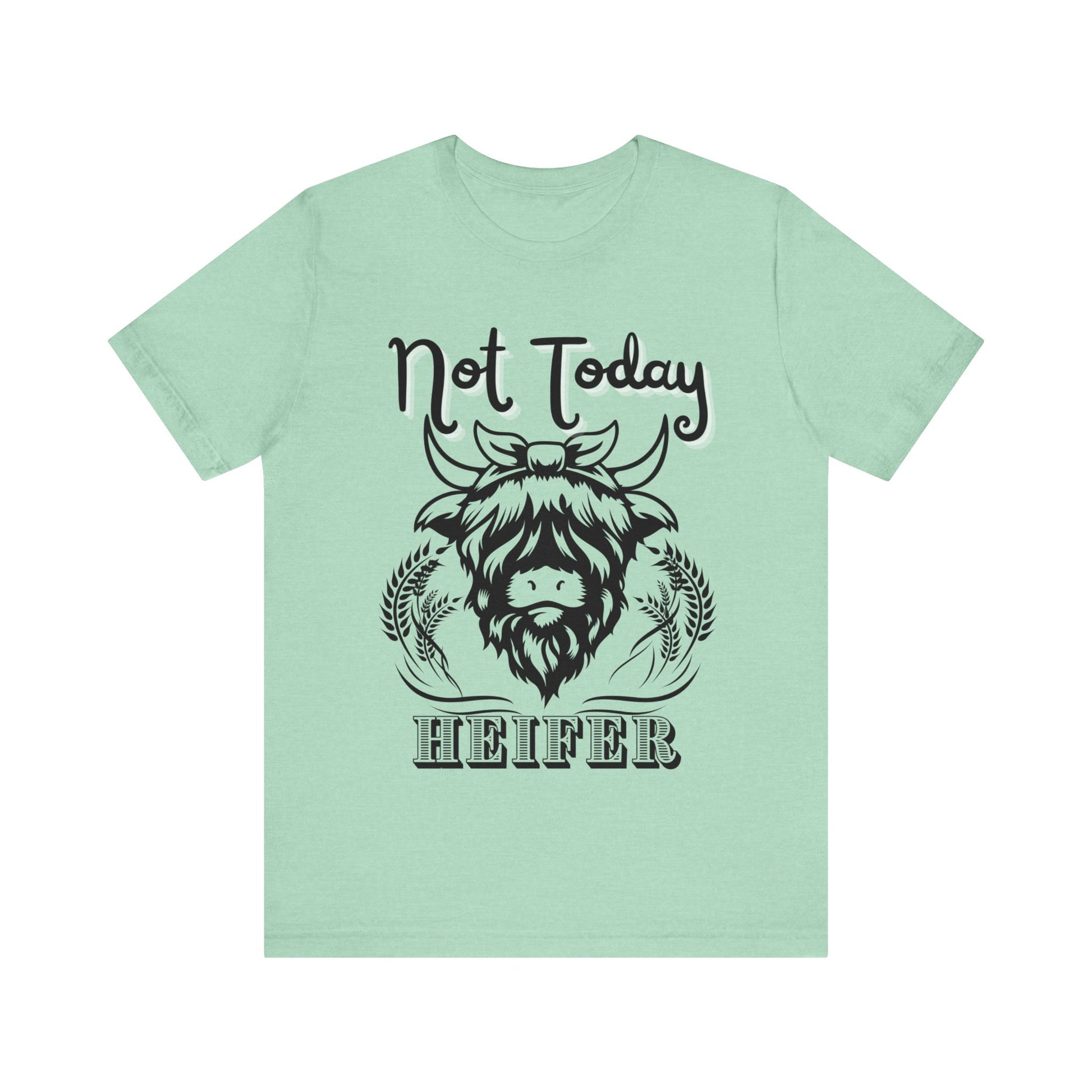 Southern women tee stating 'Not Today Heifer' in color mint heather