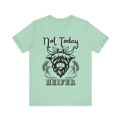 Southern women tee stating 'Not Today Heifer' in color mint heather