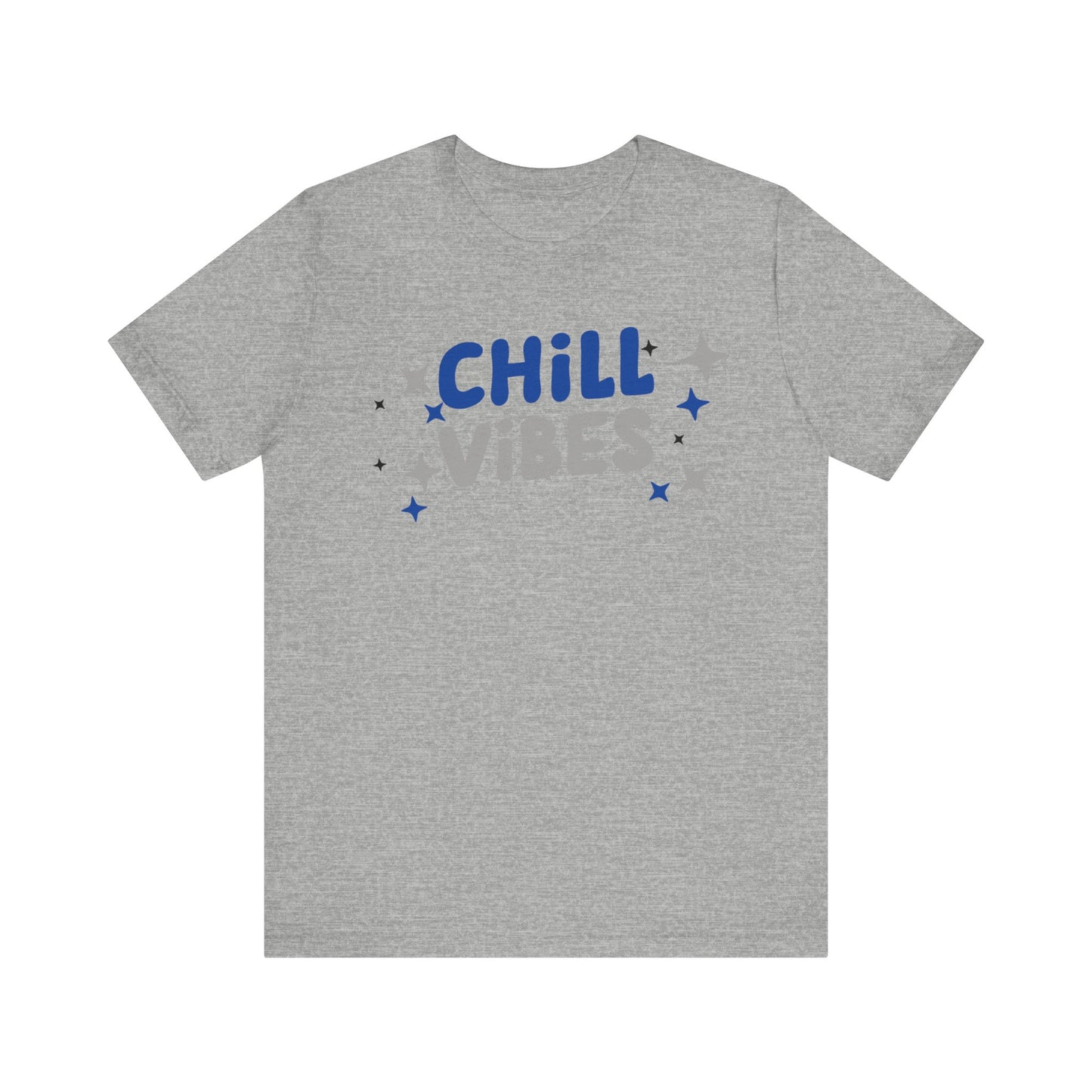 Cotton graphic tee stating 'Chill Vibes' in color athletic heather