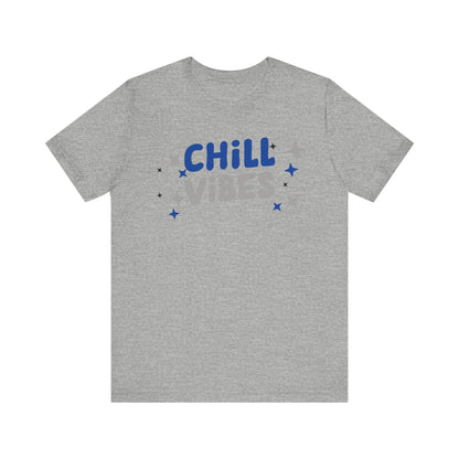 Cotton graphic tee stating 'Chill Vibes' in color athletic heather