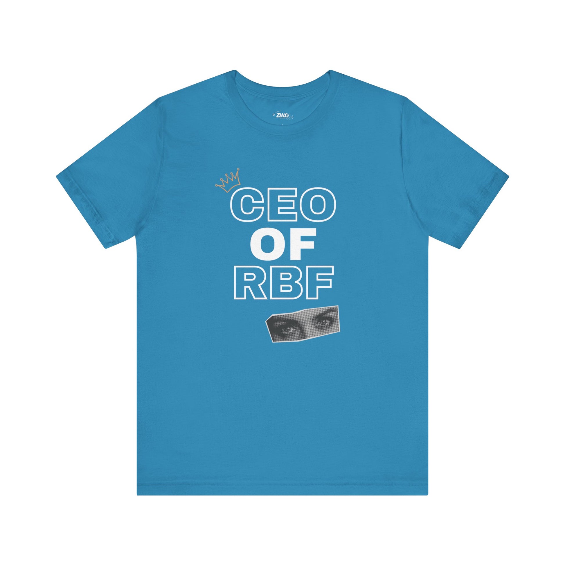 Comfortable adult humor tee stating CEO of RBF in color aqua