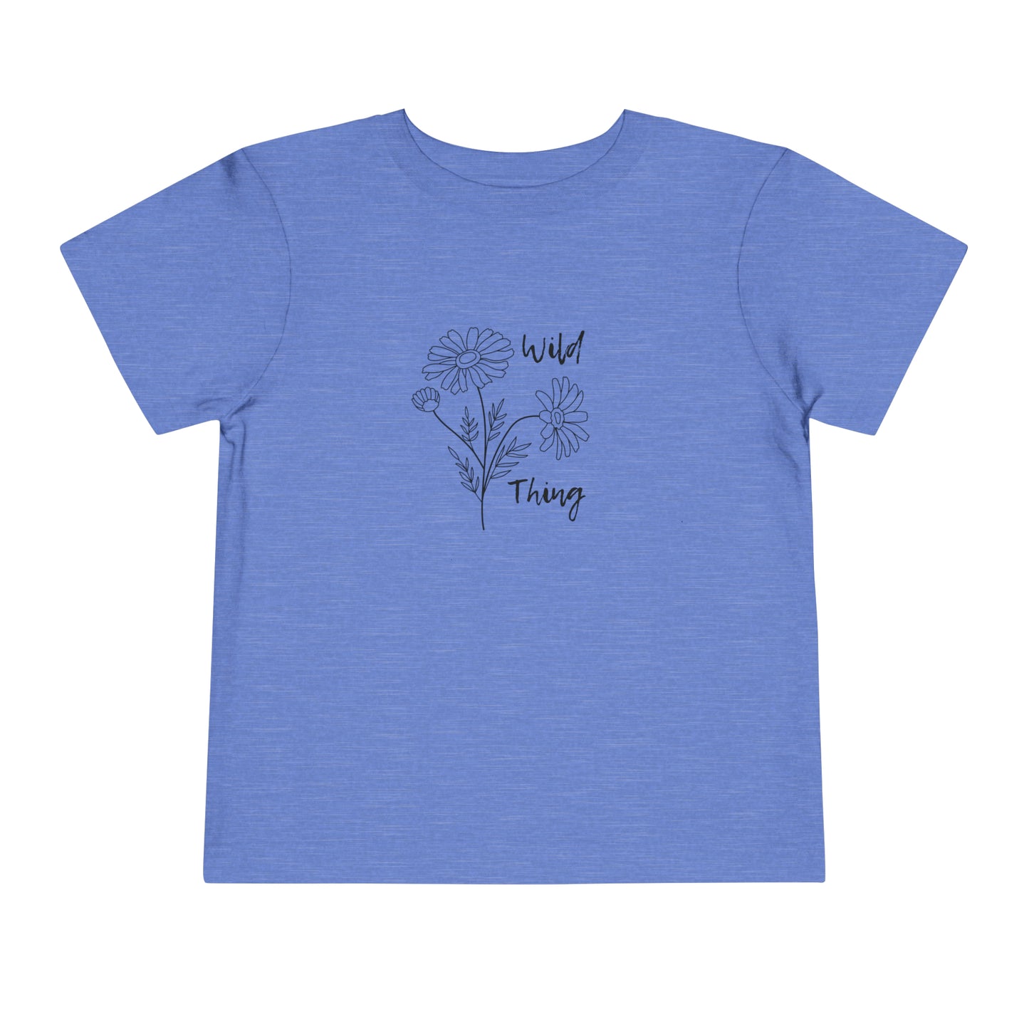 Comfortable funny graphic toddler tee stating 'wild thing' in color  heather columbia blue