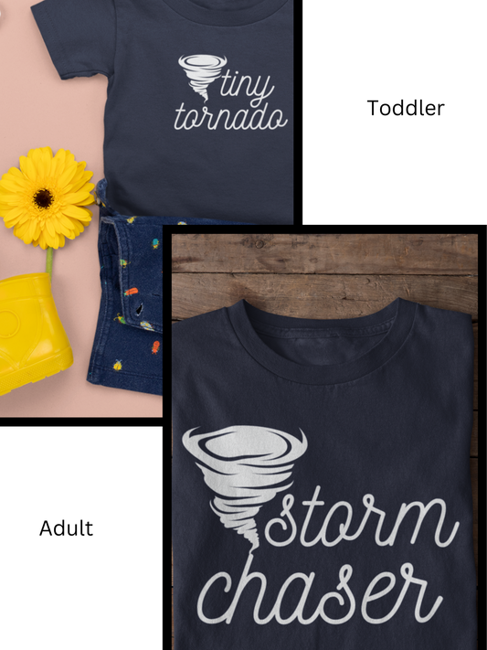 Tiny Tornado - Storm Chaser Adult and Toddler Tee Bundle