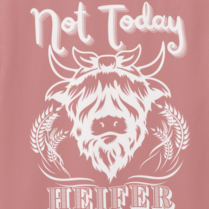 Southern women tee stating 'Not Today Heifer' in color heather mauve