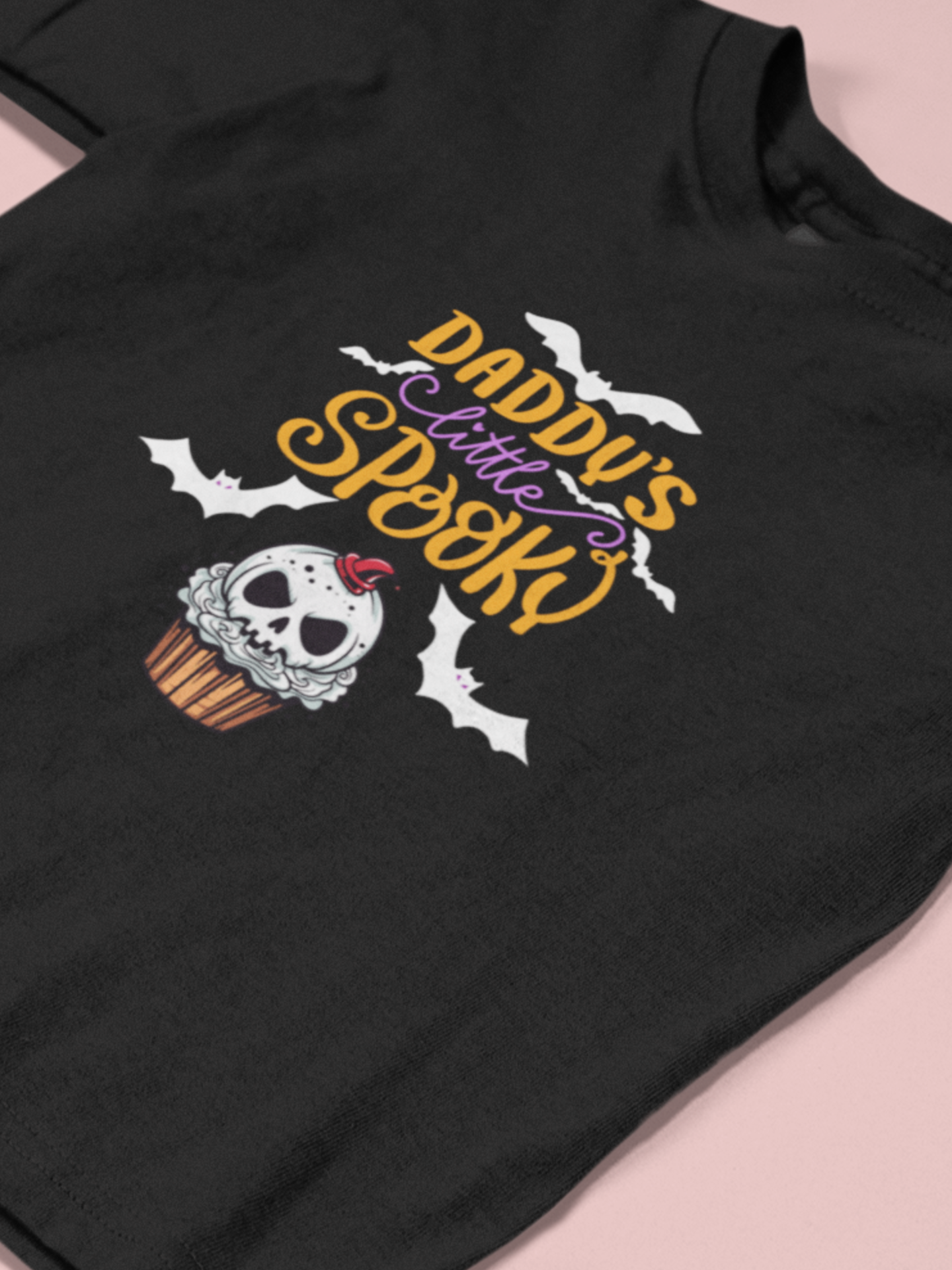 Toddler Halloween shirt stating 'Daddy's Little Spooky' in color black